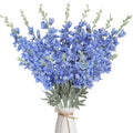 8PCS Blue Delphinium Artificial Flowers 34.6'' Long Stem Larkspur Fake Flower