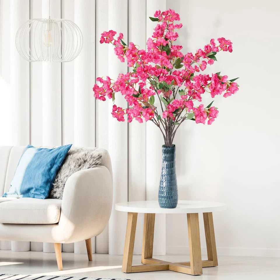 Artificial Cherry Blossom Flowers 3 Pcs Faux Cherry Blossom Stems Faux Silk C...