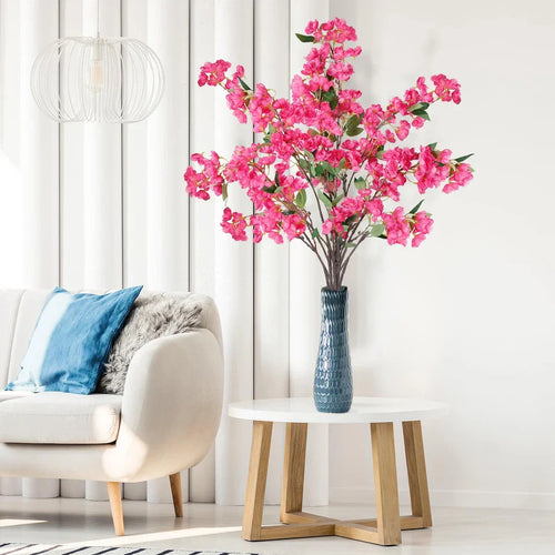 Artificial Cherry Blossom Flowers 3 Pcs Faux Cherry Blossom Stems Faux Silk C...