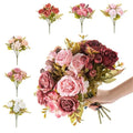 6 Bundles 42 Heads Artificial Peony Flowers Bouquet Home Wedding Party Decor