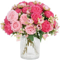 4 Bundles 36 Heads Pink Peony Fake Artificial Flowers Bouquet For Wedding Decor
