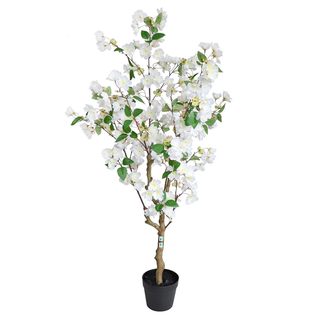 50" Artificial White Flowering Tree in Pot for Outdoor Indoor Use